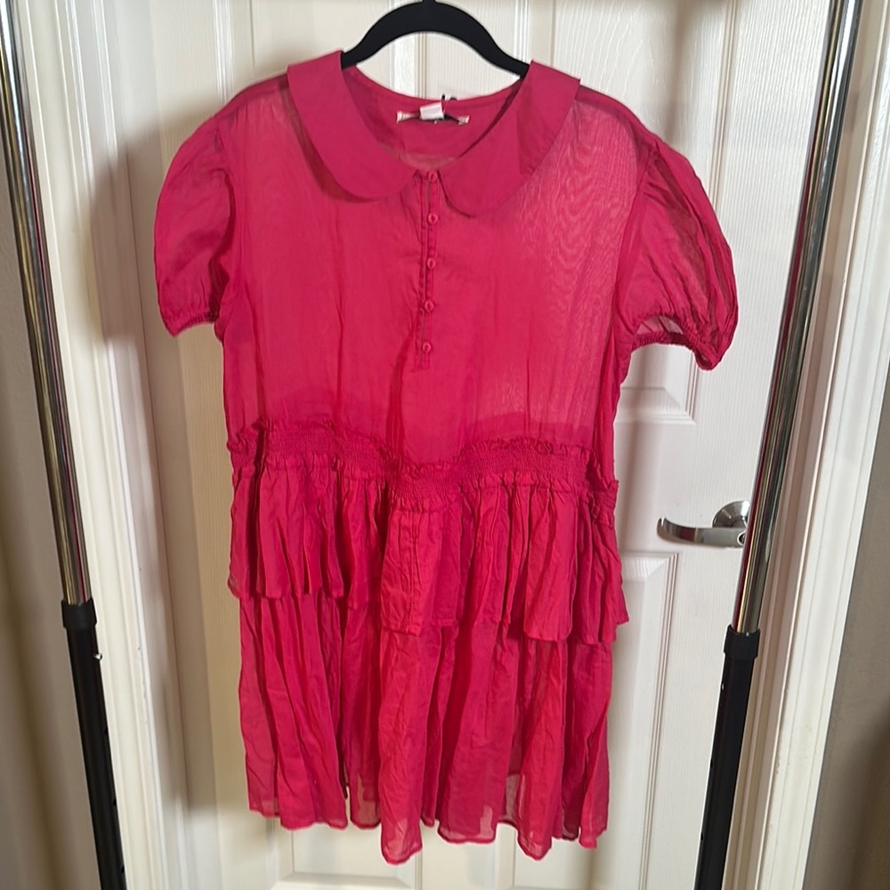 Urban outfitter, kimchi blue Pink Collared Short Sleeve Dress